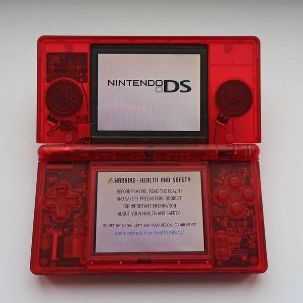 Custom transparent red Nintendo DS lite Console modded (refurbished) with new housing