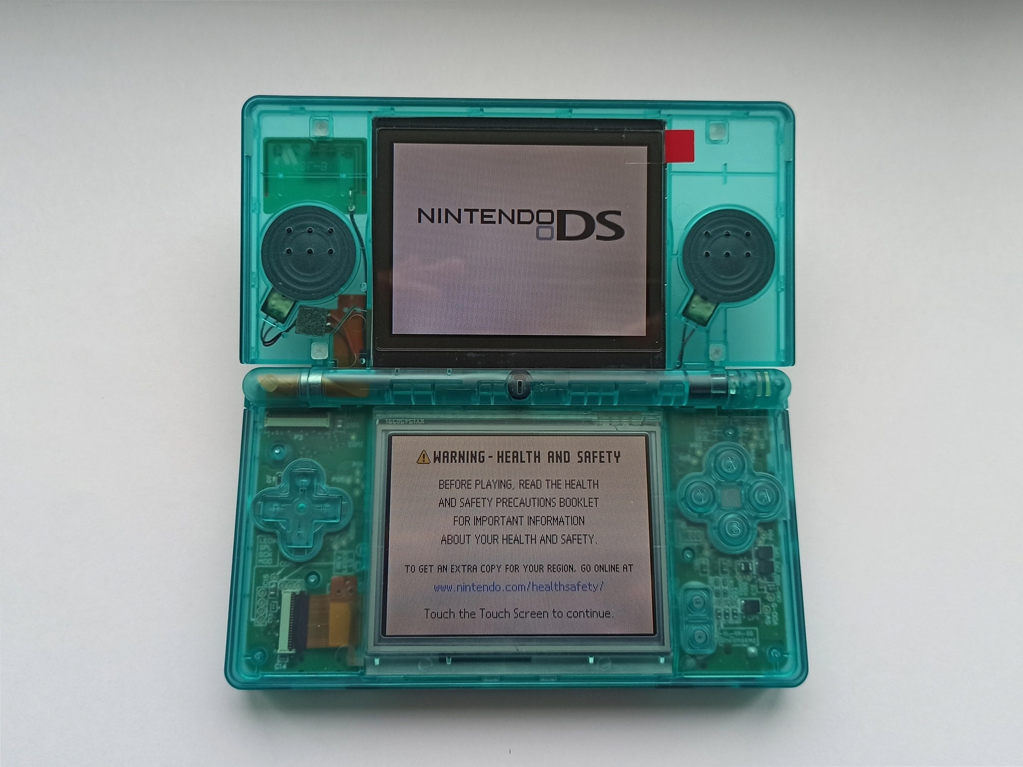 Custom Transparent Turquoise Nintendo DS Lite Console Modded