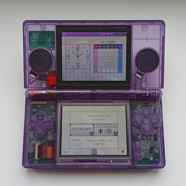 Custom transparent purple Nintendo DS lite Console modded (refurbished) with new housing