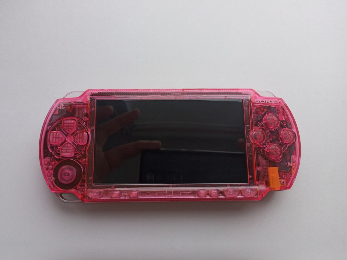 Transparent pink Sony PSP 1000 console mint condition custom Etsy