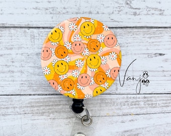 Retro badge reel Happy/kindness badge reel retractable
