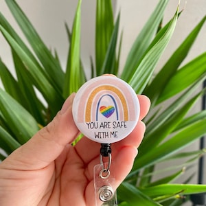 You are safe with me badge reel / id holder/ retractable/ safe with me