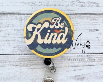 Be Kind Retro Badge Reel Retractable