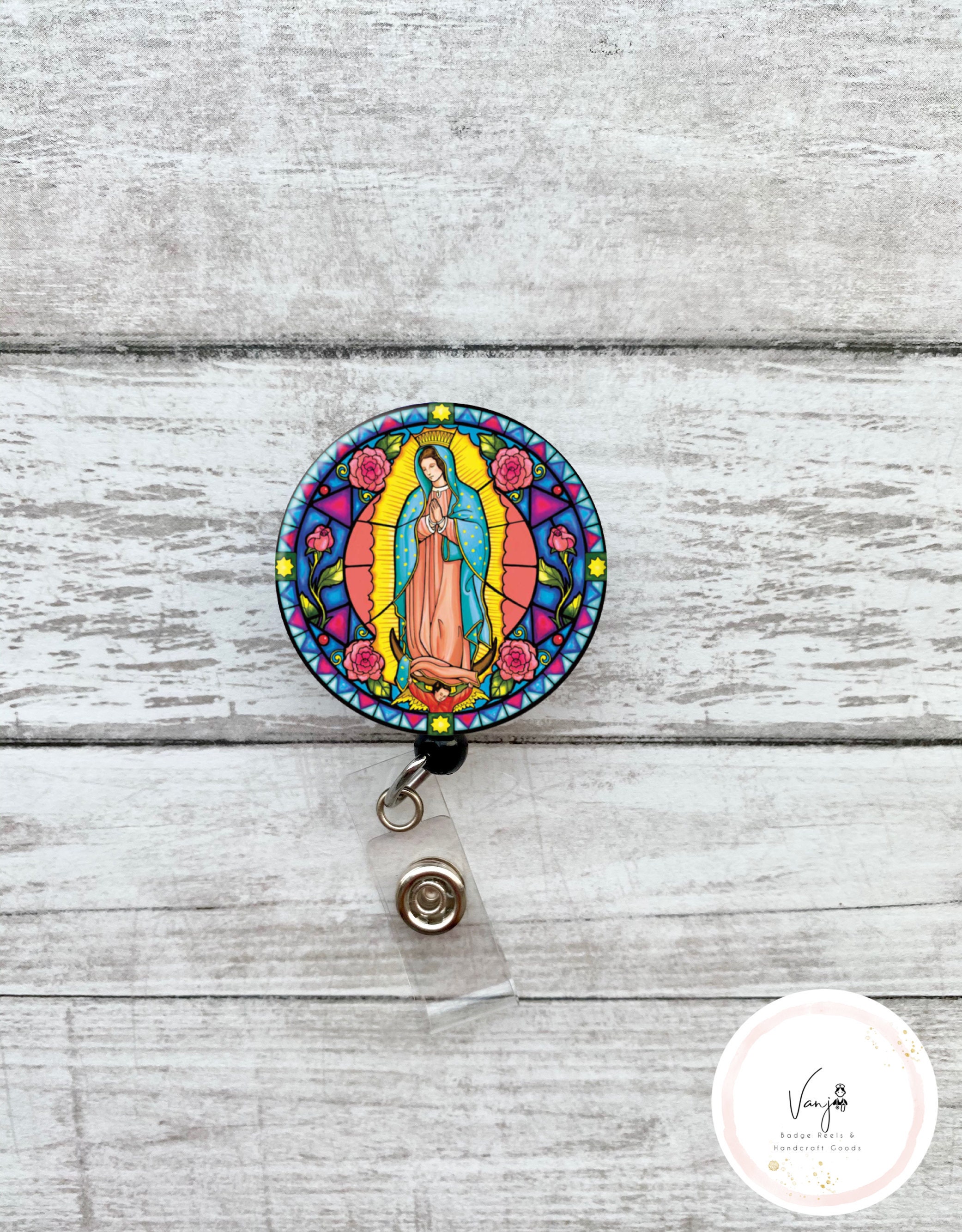 Virgen de Guadalupe Badge Reel Retractable