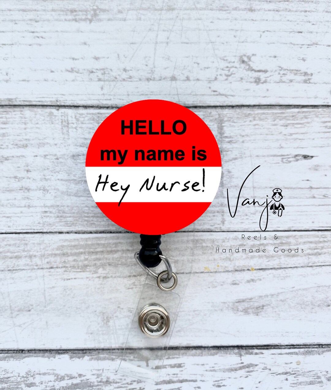 Name Hey Hello My Name is Hey Nurse Badge Reel Retractable - Etsy