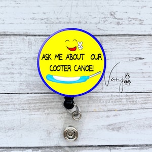 Purewick Funny Cooter Canoe Badge Reel Humor Retractable