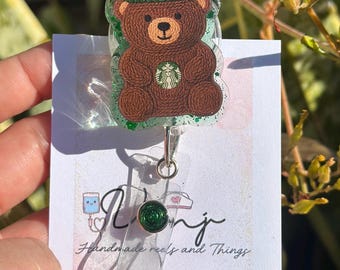 Coffee bear  cute retractable  Badge reel