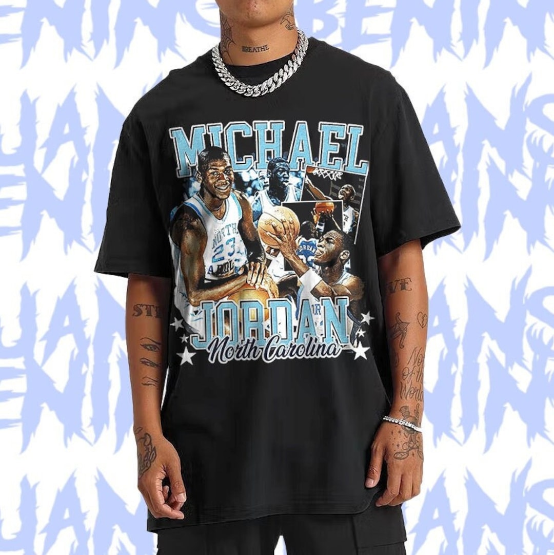 Michael Jordan North Carolina College Basketball UNC 1 Crew T-Shirt S-5XL