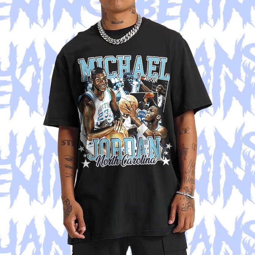 Michael Jordan UNC 90s Style Vintage Bootleg Tee Graphic T - Etsy
