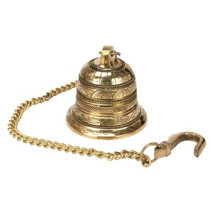 VINTAGE BRASS TEMPLE Bell | Brass Bell Hanging for Pooja Room & Living Room Decor | Tibetan Brass Bell with Chain