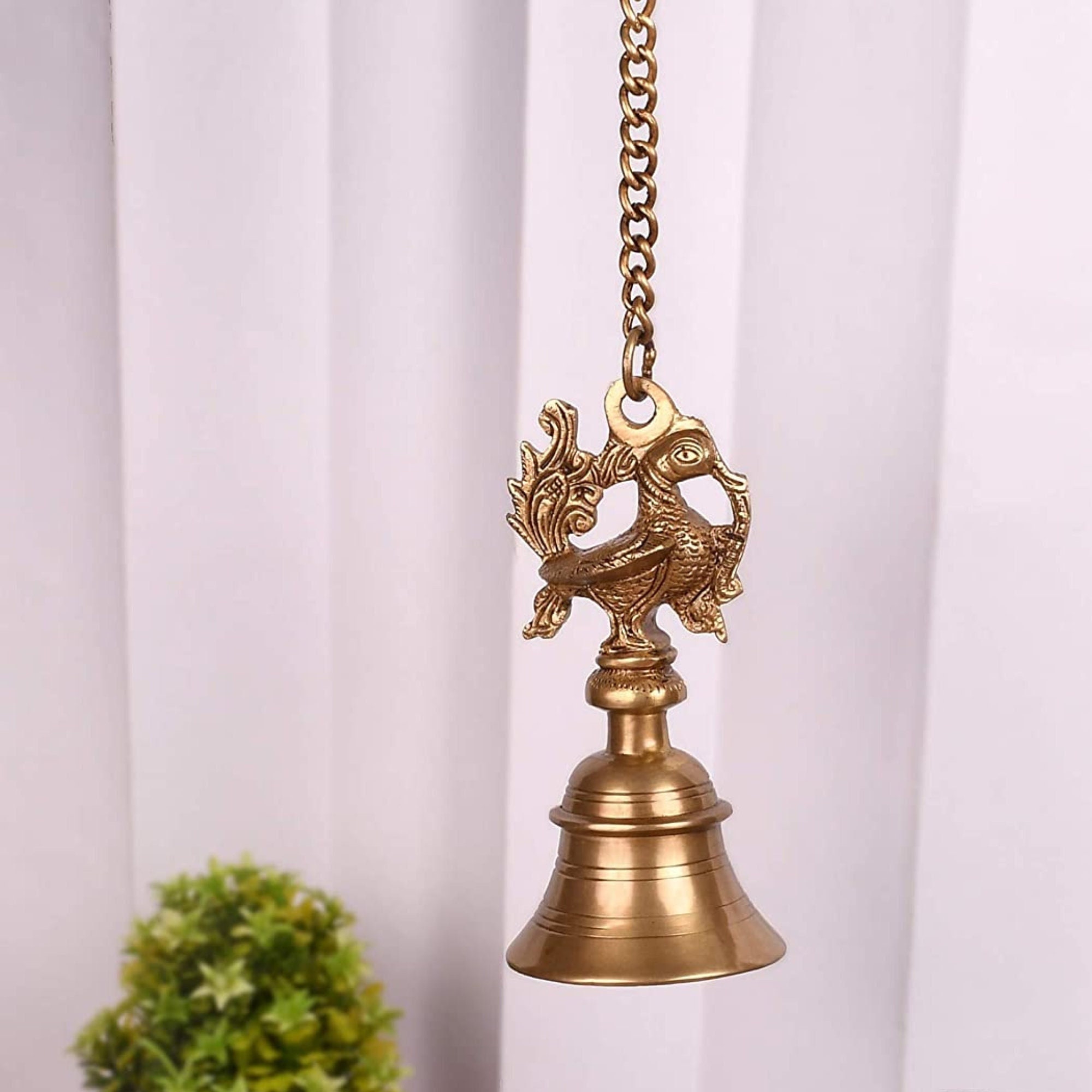 Traditional Brass Temple Bells with Peacock for Home Decor Brass Hanging  Bell Peacock with ChainEthnic Indian Brass Hanging Bell -  Portugal