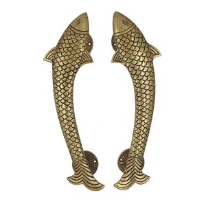 Fish Design 11 Inches Brass Handle, Door handles and knobs, Brass Door Pull Handle