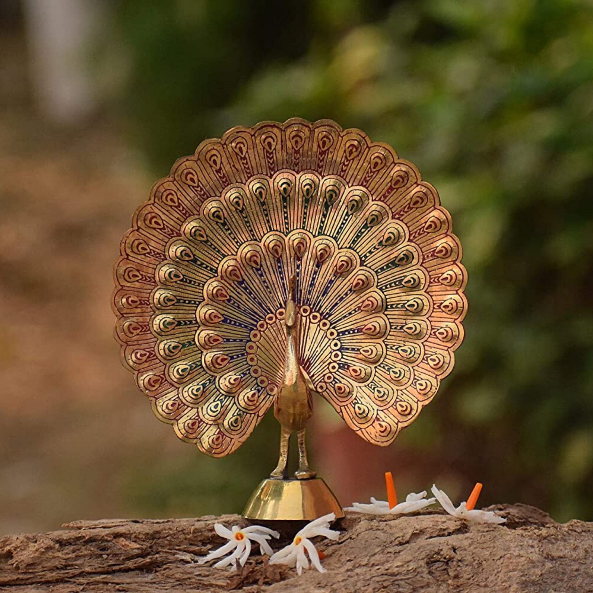 BRASS PEACOCK STATUE Handmade Peacock Sculpture Twinkling Etsy