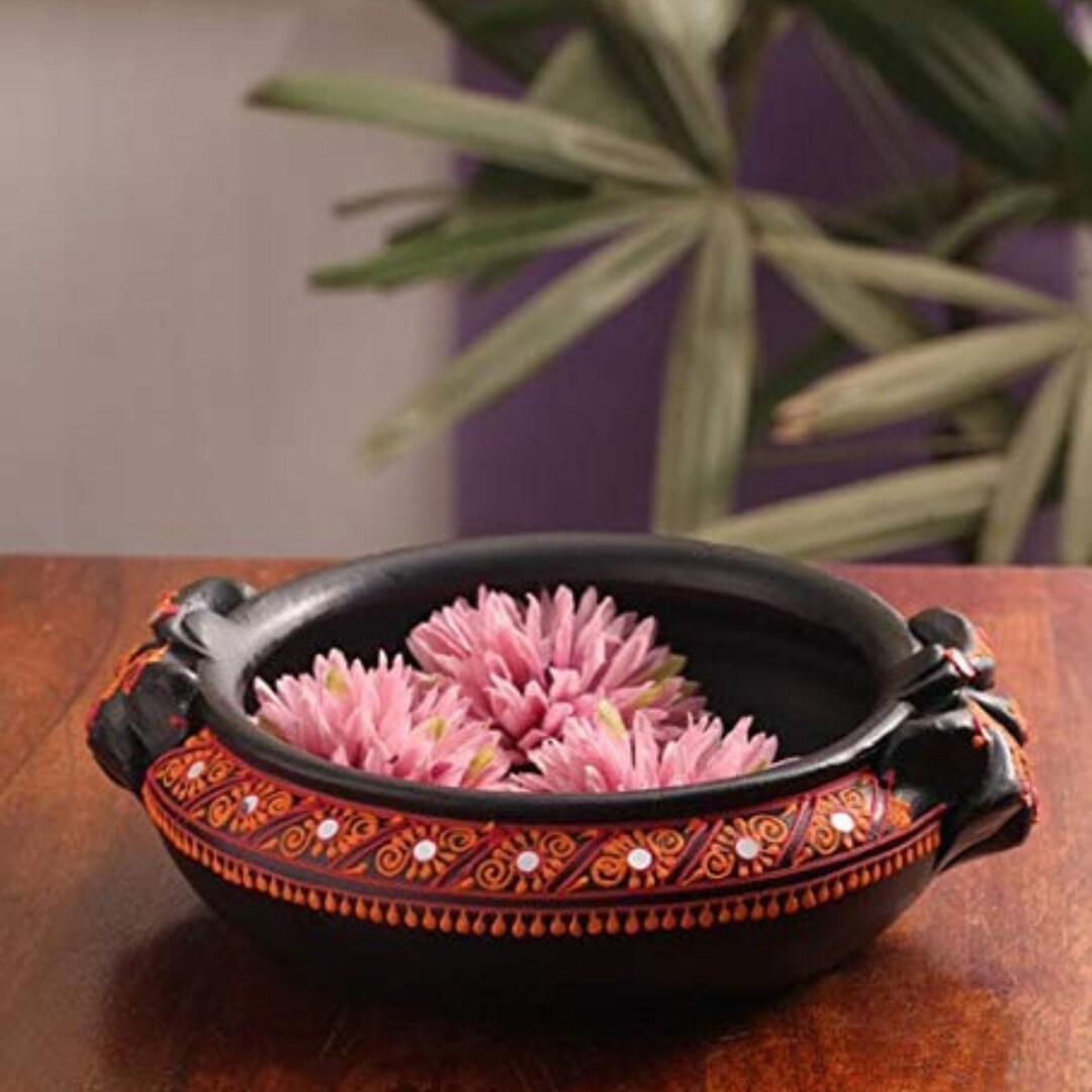 Terracotta Decorative Uruli/pot 11.5 X 11.5 X 3 Inch, Black Etsy
