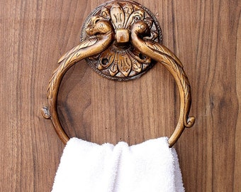 Twin Peacock Design Brass Towel Hanger for Kitchen, Towel Hanger for Bathroom