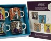 Woodland Creatures After Dark Set of 4 Espresso Coffee Cups