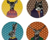 Quirky Woodland Creatures English Tableware Co. After Dark Ceramic Coasters