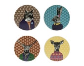 Quirky Woodland Creatures English Tableware Co. After Dark Ceramic Coasters