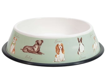 Pastel Pet Furry Friends Dog Bowl, 22cm Steel Dog Bowl, Dog Food Bowl, Dog Treat Bowl