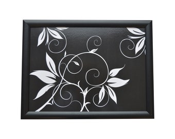 Itucci Vivienne Black & White Floral Contempary Design Lap Tray, Cushioned Laptray