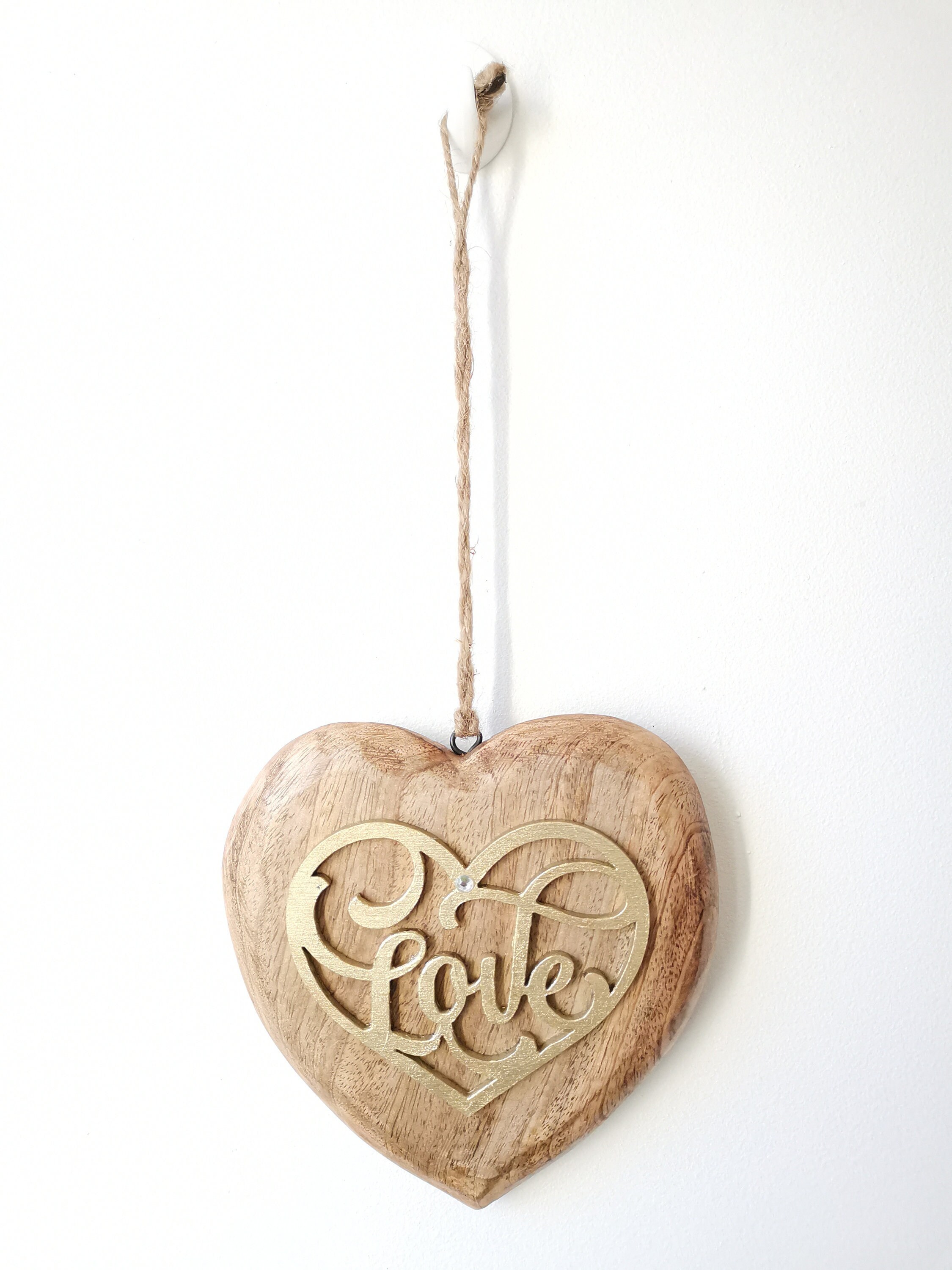 Rustikale klobige Holz hängen Herz 3D Holz LIEBE Metall | Etsy