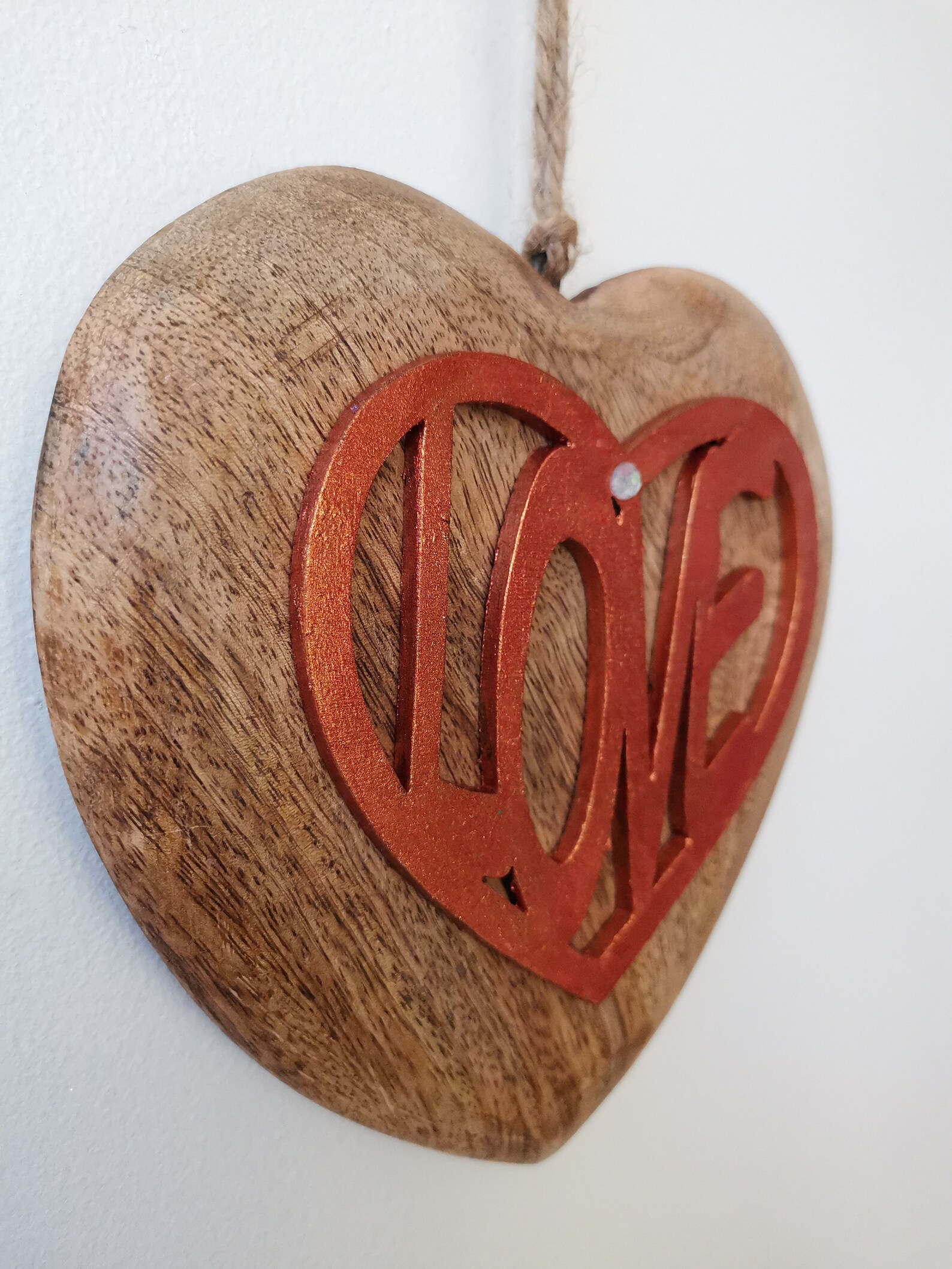 Rustikale klobige Holz hängen Herz 3D Holz Liebe Metall | Etsy