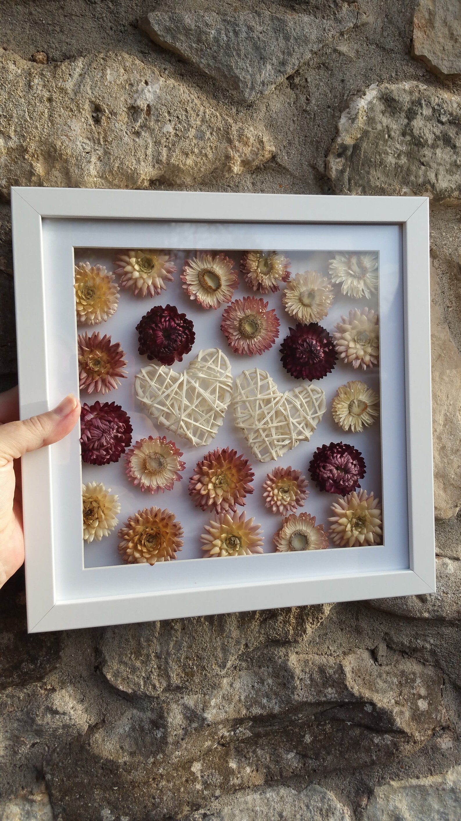 Dried flower framed wall art Autumn flower wall art Etsy