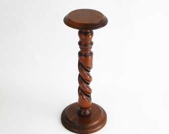 Tall Wooden Vintage Barley Twist Plant Stand, Wooden Carved Side Table, Beautiful Old Pedestal Stand