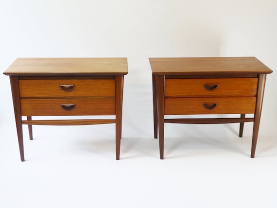 Vintage teak bedside table discount