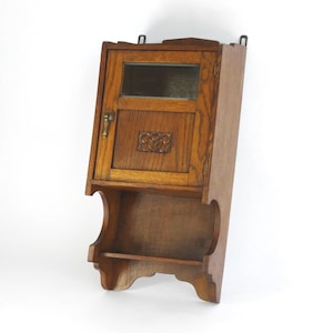 Beautiful Vintage Wooden Wall Cabinet With Glass and Beautiful Carved ...