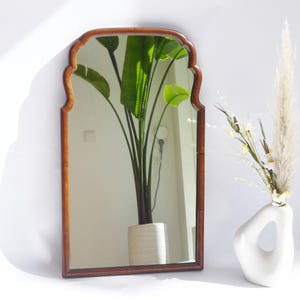 Antique Scalloped Lacquered Antique Mirror, Dutch Wooden Farmhouse Decor Wall Mirror, Solid Wood Mirror