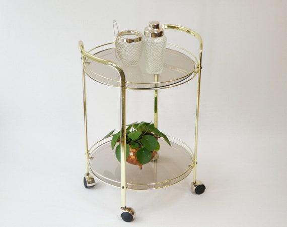 Bar Cart Regency Round Trolley With Glass - Etsy