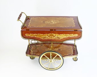 ミッドセンチュリー イタリア製 木製と真鍮製 バー トロリー