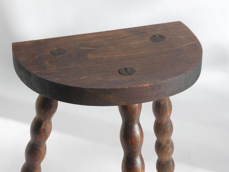 French Antique Bobbin Stool, Wooden Milking Stool, Tripod Barley Twist ...