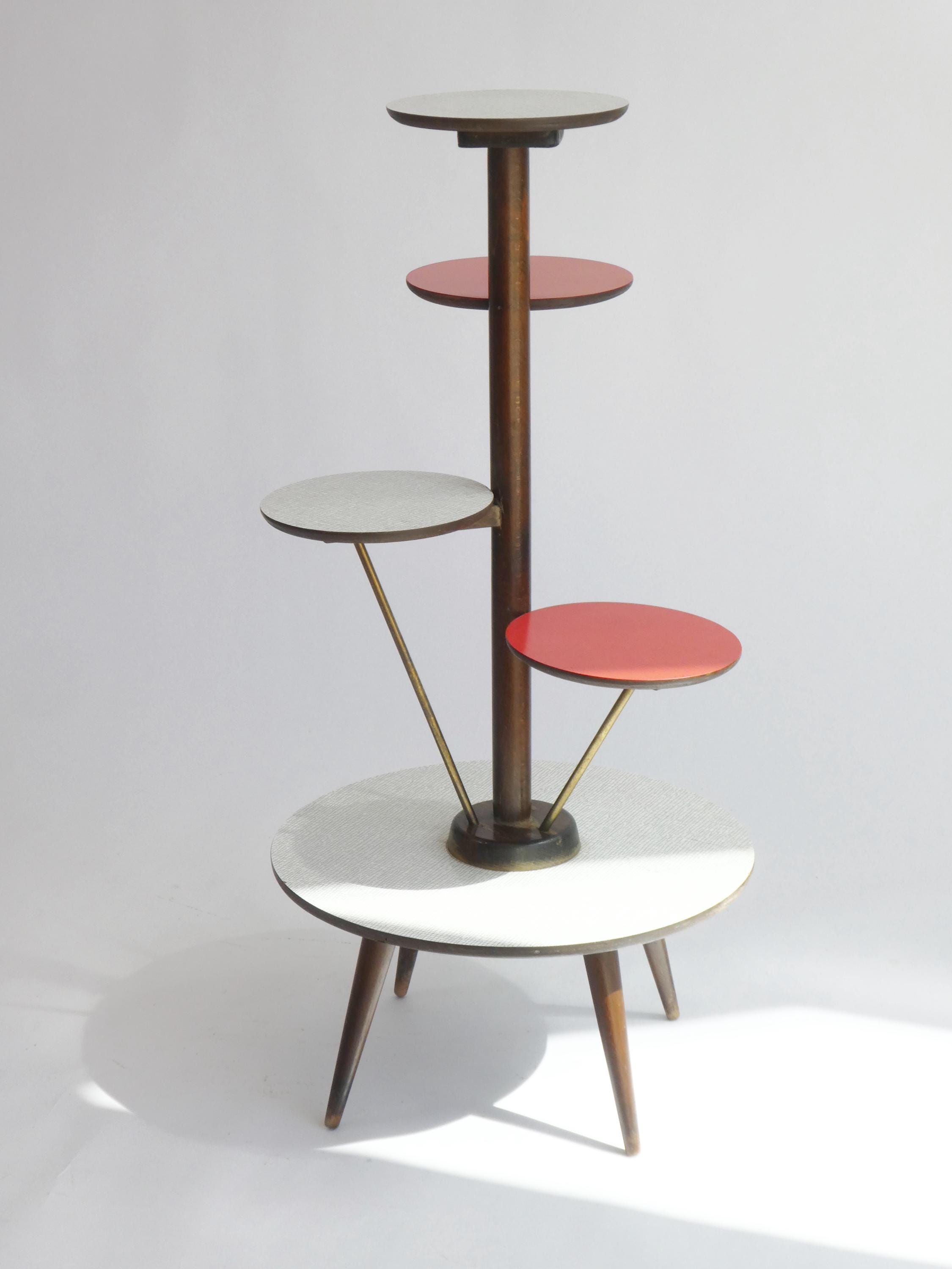 Vintage Mid Century Plant Stand Ilse Möbel, 4 Tier German Red and