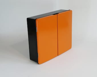 Vintage Orange Black Bathroom Cabinet, Colorful Medicine Apothecary from the 60's