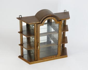 Vintage Wooden Display with Mirror, 70's Small Cabinet with Shelves, Bathroom Decor, Apothecary