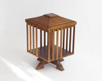 Small Revolving English Book Case, Victorian Wooden Book Mill, Storage Cabinet, Wooden English Bookshelf, Turning Table