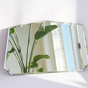 Frameless Asymmetric Wall Mirror, Original Beveled Mirror Art Deco Style, Antique Mirror Diamond Shape