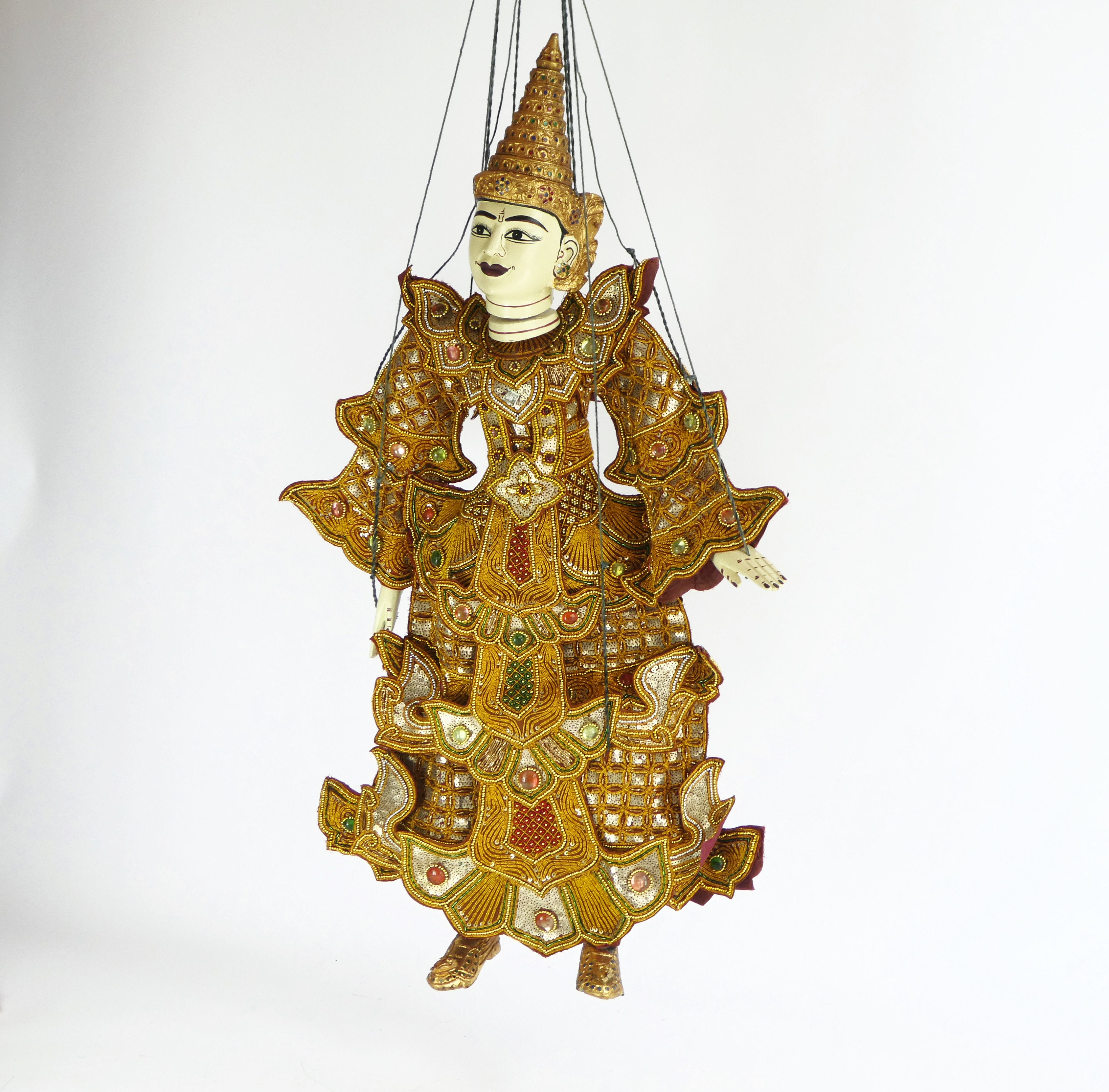 Large Handcrafted Vintage Asian Puppet With Stunning Clothing With ...