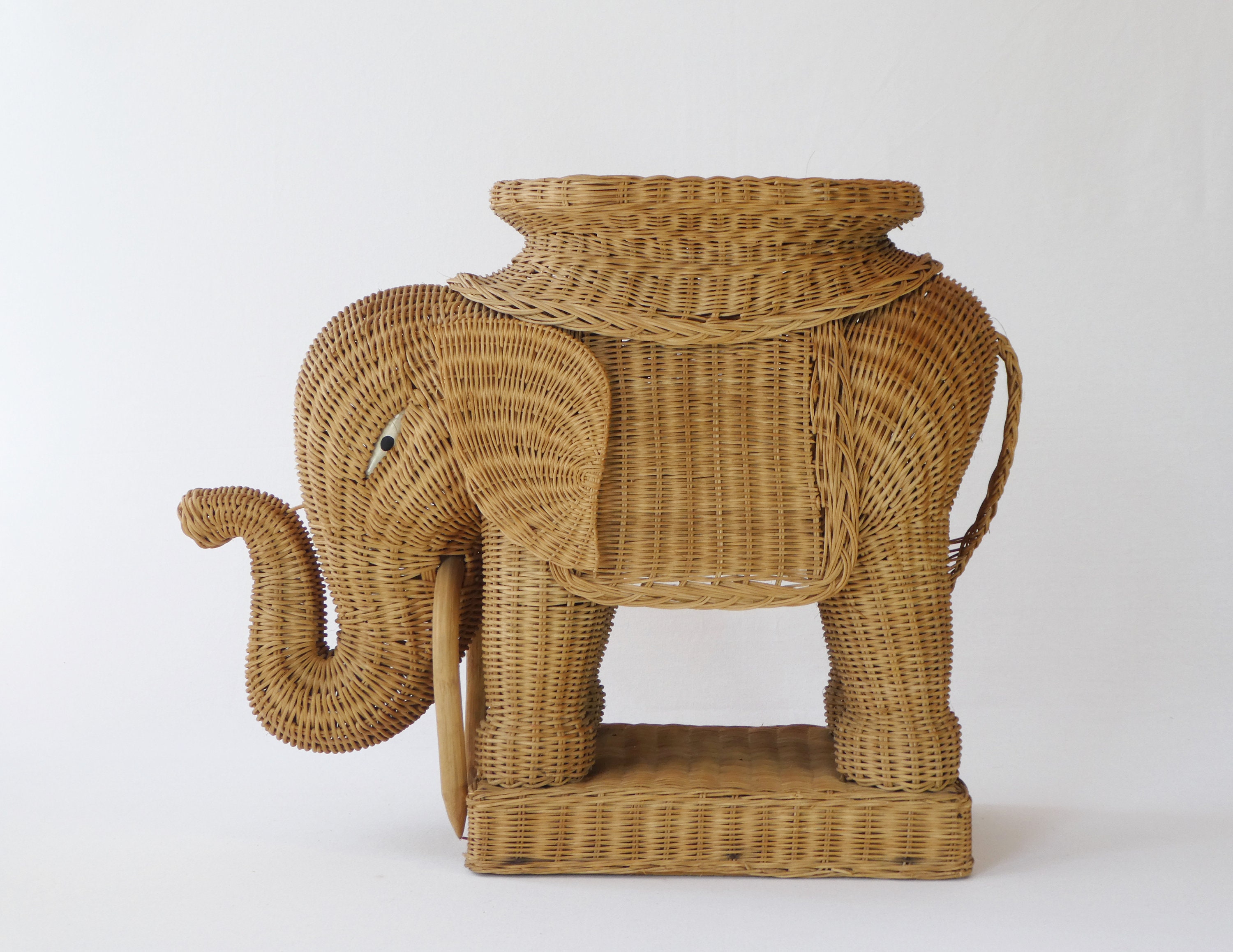 Vintage wicker elephant table deals