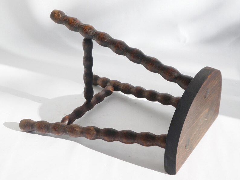 French Antique Bobbin Stool, Wooden Milking Stool, Tripod Barley Twist ...