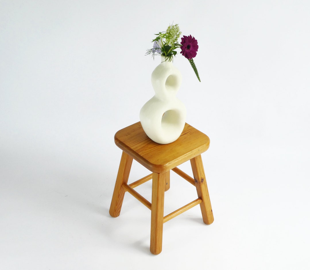 Vintage Wooden Small Side Table, Rustic Stool With Square Top, Farmers ...