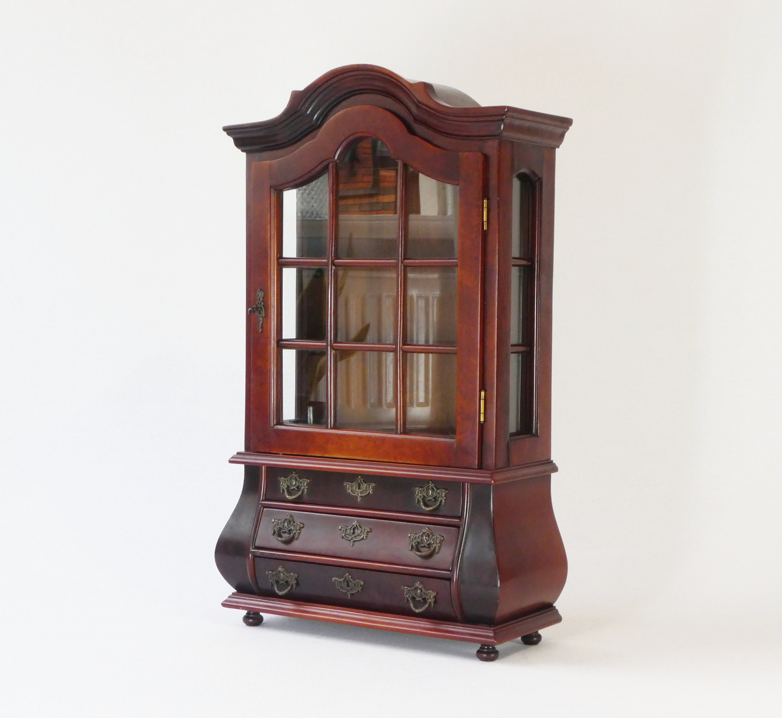 Small Charming Wooden Mahogany Cabinet With a Glass Door and