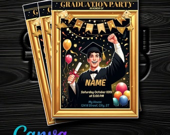 Ontwerp je uitnodiging voor een afstudeerfeest in Canva - gepersonaliseerd en direct toegankelijk