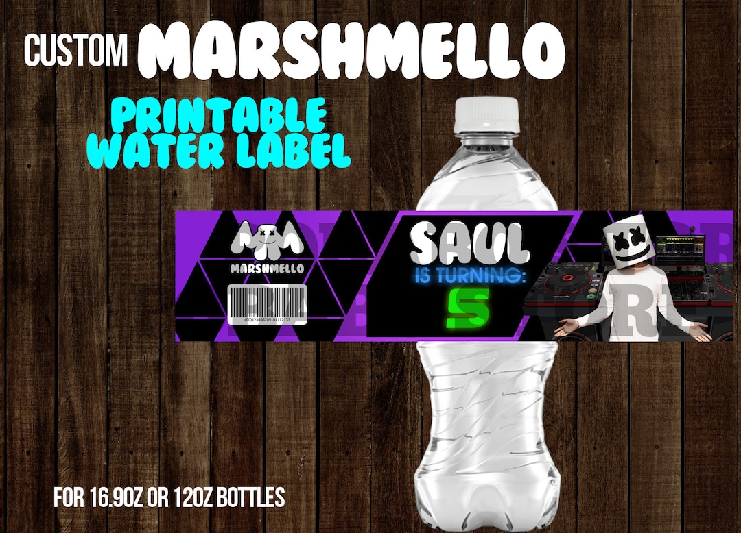 Dj Marshmello Water Wrap Water Label Printable DIY Marshmello Etsy