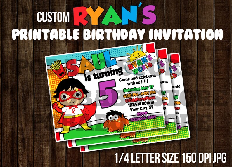 Ryan's World Invitation Printable DIY ryan theme ryan | Etsy