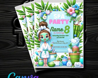 Let's Pamper You! Personalized Spa Day Birthday Party Invite - Edit Easily in Canva - Fast Delivery