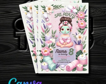 Glam & Glow Spa Birthday Party Invitation - Craft Your Perfect Invite in Canva - Instant Access