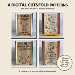 Snoopy Bokvikmönsterpaket, 4 Klipp & Vik PDF-designer för 2